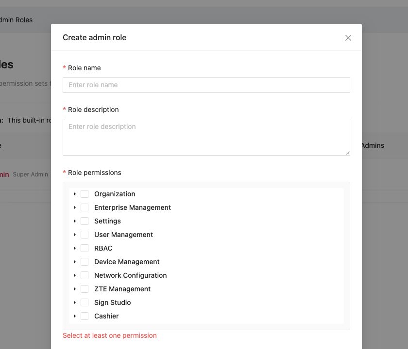 Create admin role