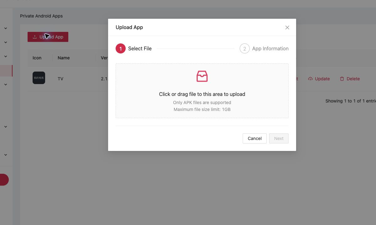 Upload a private Android app